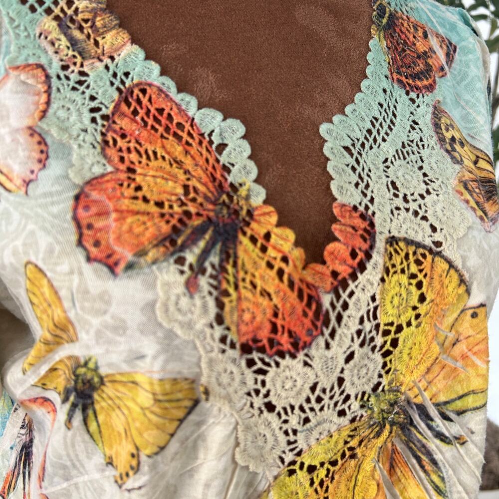 Mushka by Sienna Rose Women's Butterfly Y2K Crochet Tee Sz. PL Festival - Picture 4 of 11